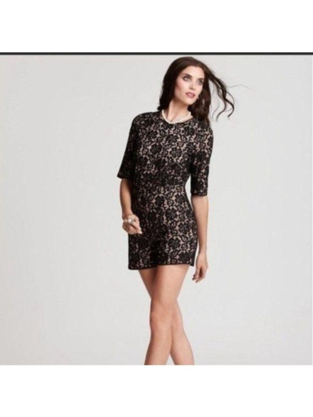BCBGMAXAZRIA Halie Black Lace Romper Size Small